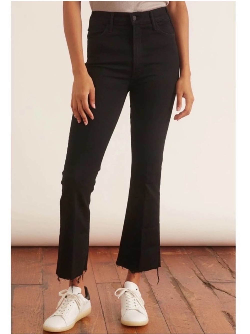 MOTHER The Hustler Ankle Fray Jean High Rise Frayed Hem in Not Guilty Black 27 - Picture 2 of 11